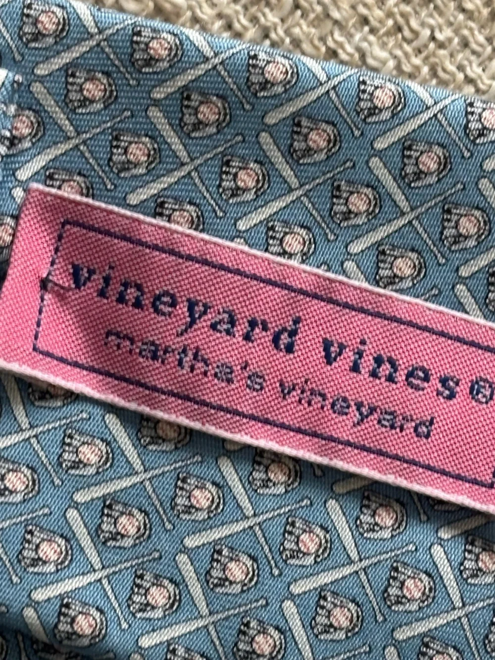 Vineyard Vines Youth Boys Baseball Silk Tie 51” Blue Sports Handmade USA